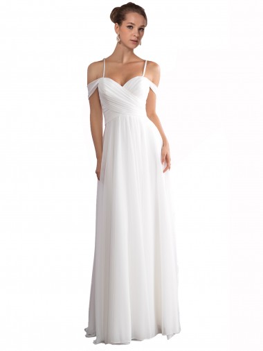 Avorio Linea A Sweep treno Chiffona Spiaggia Abiti da sposa Siti